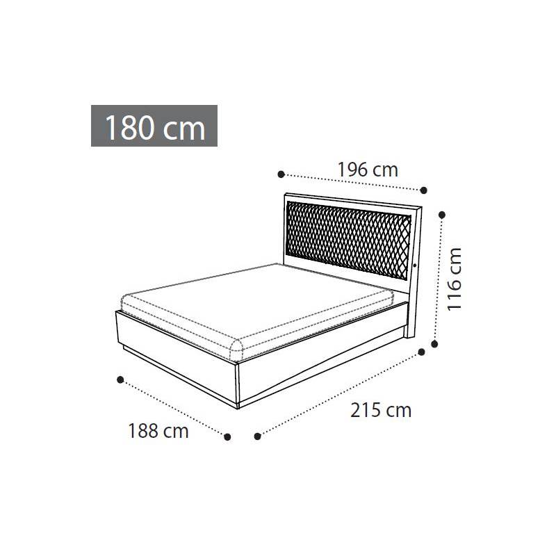 Размеры кровати 180x200 Rombi Platinum Sabbia Camelgroup, 136LET.112BS